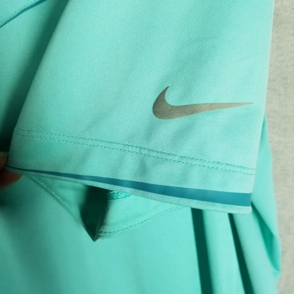 Nike Golf Tour Performance Mens Medium Aqua Teal Black Active‎ Dri-Fit Polo